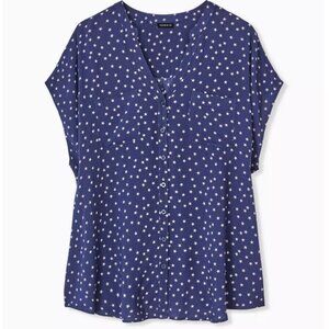 Torrid Challis Navy Star Blouse Size 4x NWOT